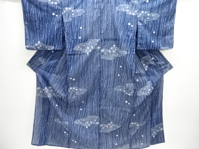 JAPANESE KIMONO / KOMON FOR SUMMER / RAIN CLOUD & MAPLE